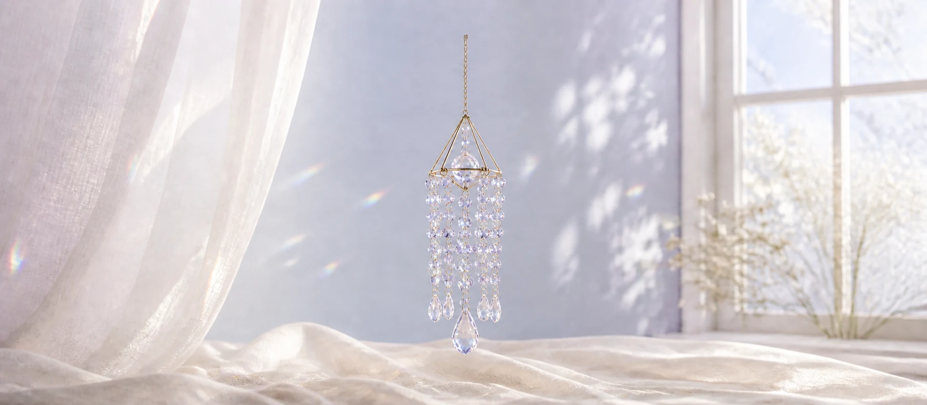 KienCi crystal sun catcher in soft morning light