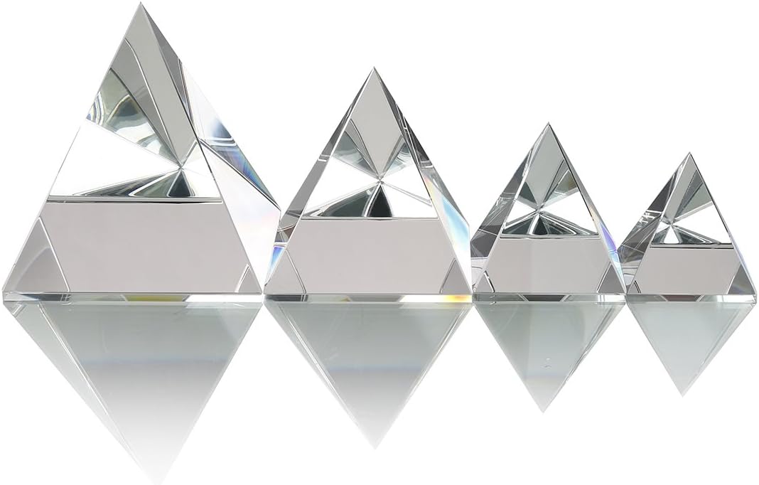 H&D HYALINE & DORA 4.3" H Large Clear Crystal Pyramid Paperweight with Gift Box - Image 9