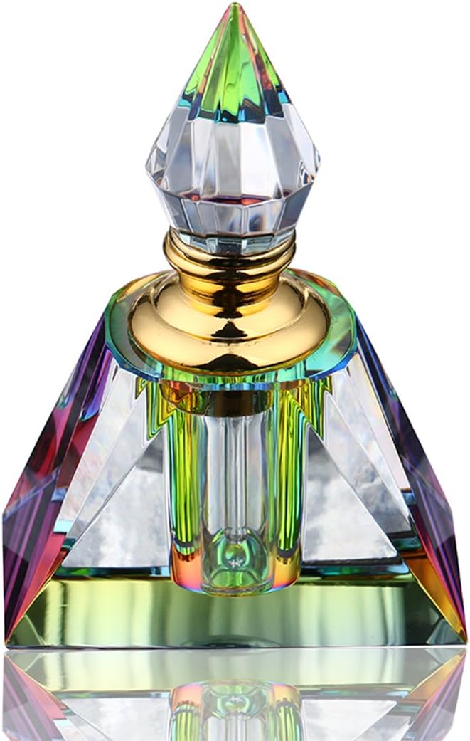 H&D HYALINE & DORA Vintage Egyptian Perfume bottle Decor Refillable Mini Empty Potions Glass 3ML (Rectangular pyramid)