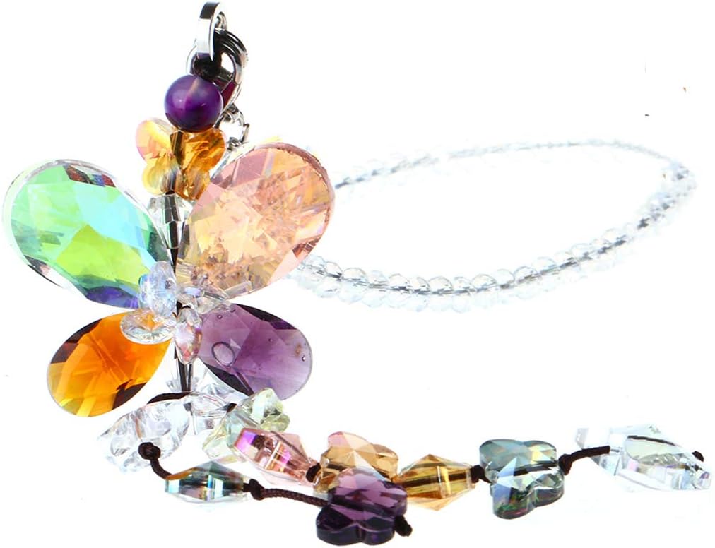 H&D HYALINE & DORA Car Charms Rear View Mirror Accessories,Crystals Ornaments Chandelier Crystals Hanging Prisms Fengshui Suncatcher Rainbow Pendant Maker Car Charm (Colorized)