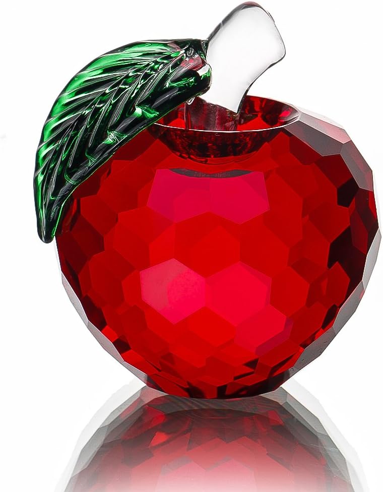 H&D Crystal Red Apple Paperweight 40mm Art Glass Apple Collectible Figurines Best