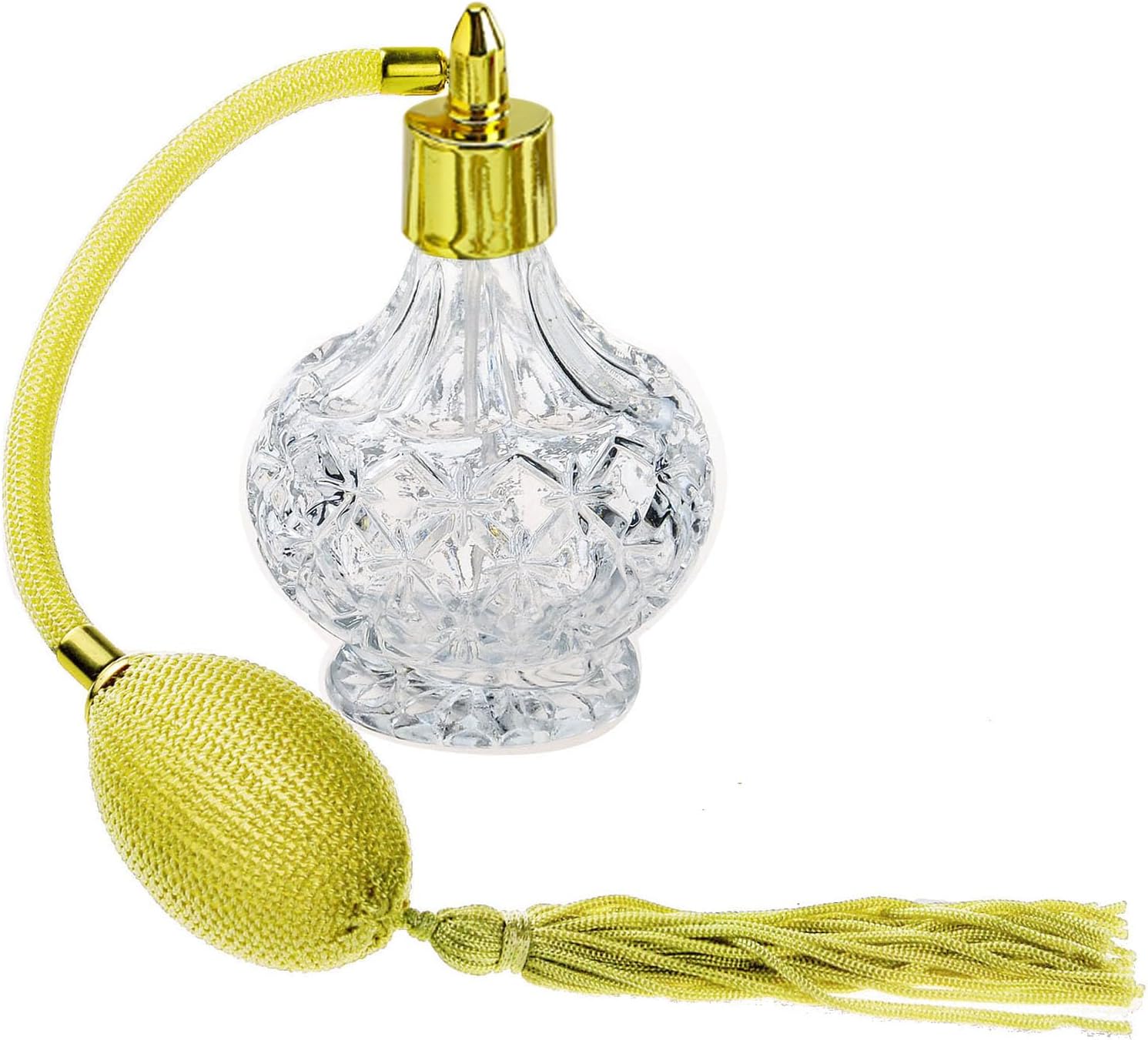H&D HYALINE & DORA H&D Charming Clear Checked Carved Glass Empty Refillable Perfume Bottle with Spray Atomizer