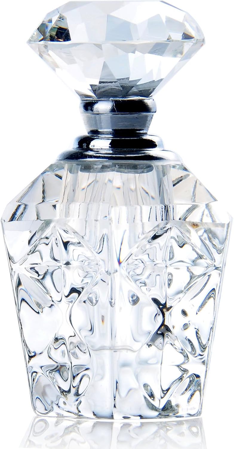 H&D HYALINE & DORA Clear Art Carved Crystal Empty Mini Refillable Perfume Bottle