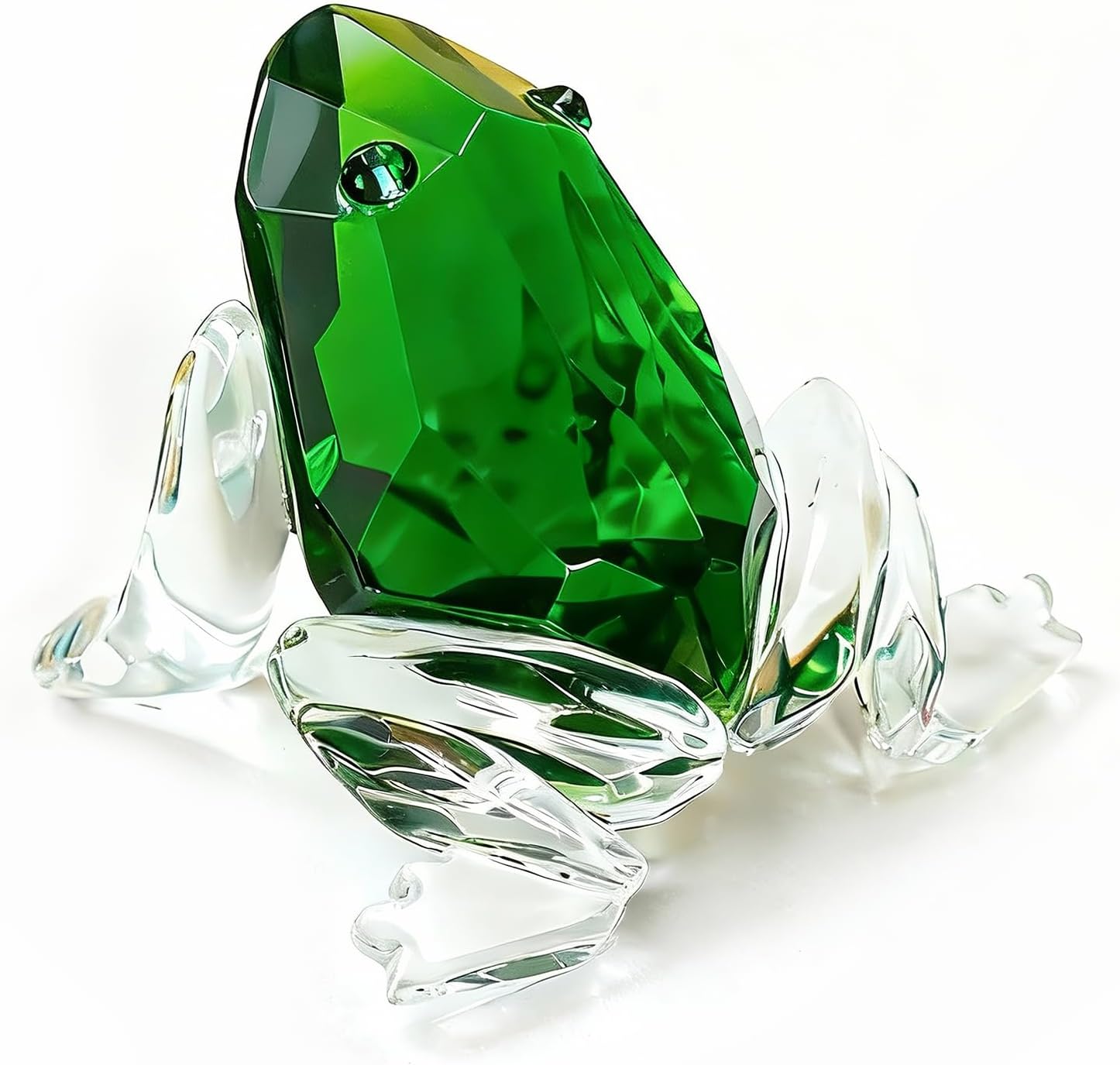 H&D HYALINE & DORA Small Crystal Frog Figurine Collection Paperweight Table Centerpiece Ornament(Green)