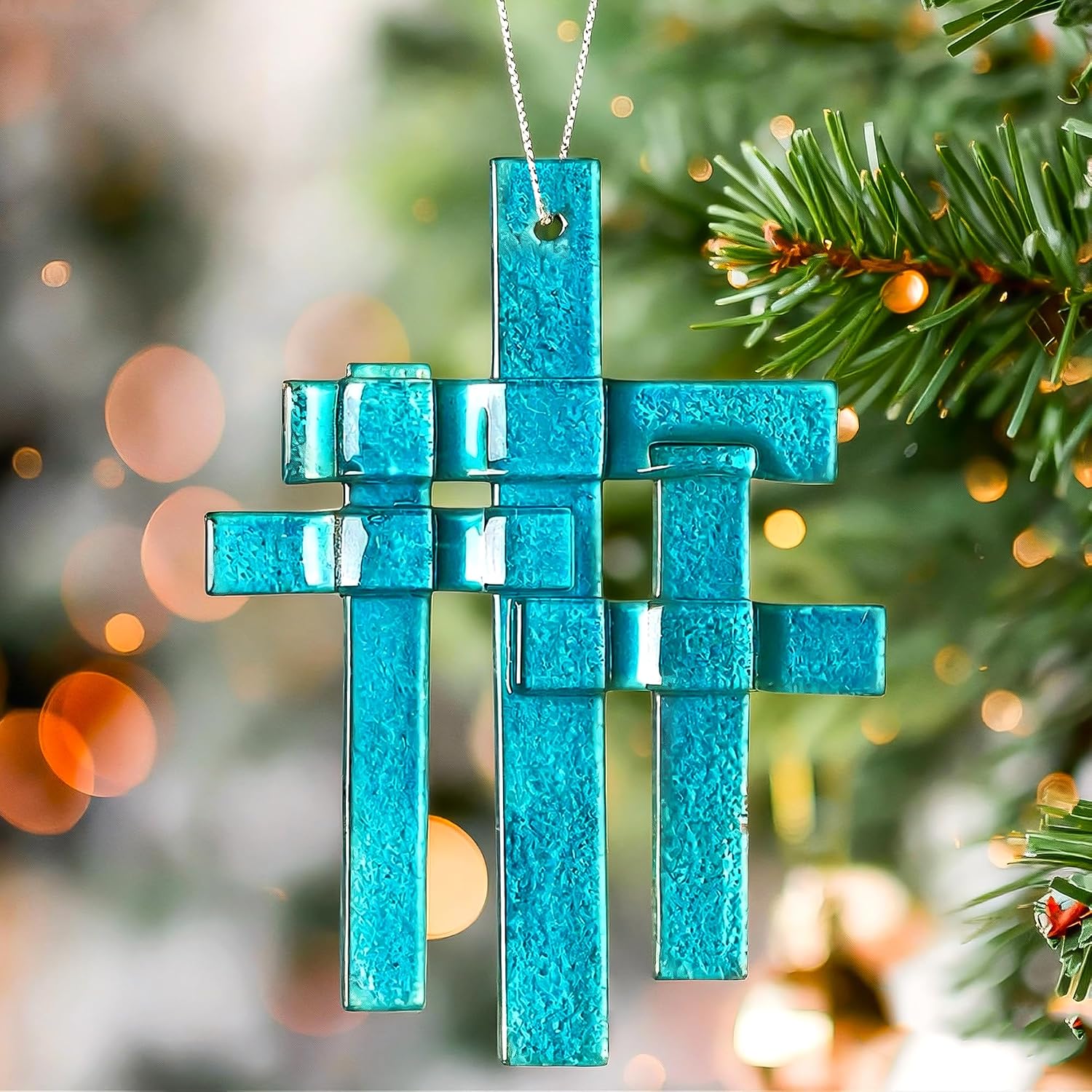 H&D HYALINE & DORA 5.5 Inch Glass Cross Hanging Ornaments