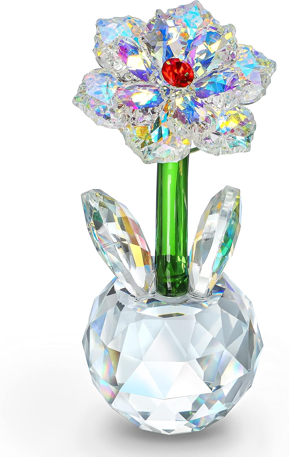 H&D HYALINE & DORA Crystal Sunflower Figurine Collectible Glass Flower Ornament Statue