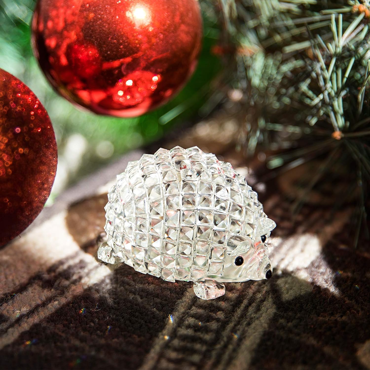 H&D HYALINE & DORA Cut Clear Crystal Hedgehog Animal Figurine Collection Glass Ornament