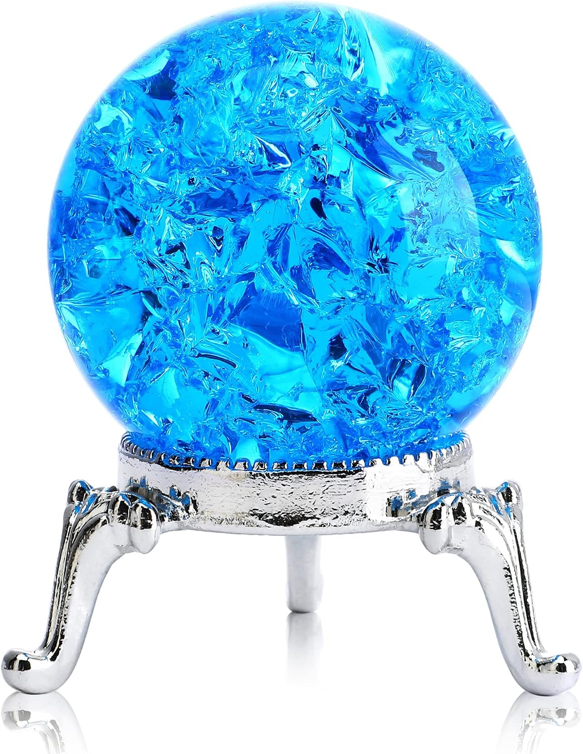 H&D HYALINE & DORA 40mm Crystal Ice Cracked Ball Paperweight,Blue Glass Ball,Crystal Fengshui Sphere