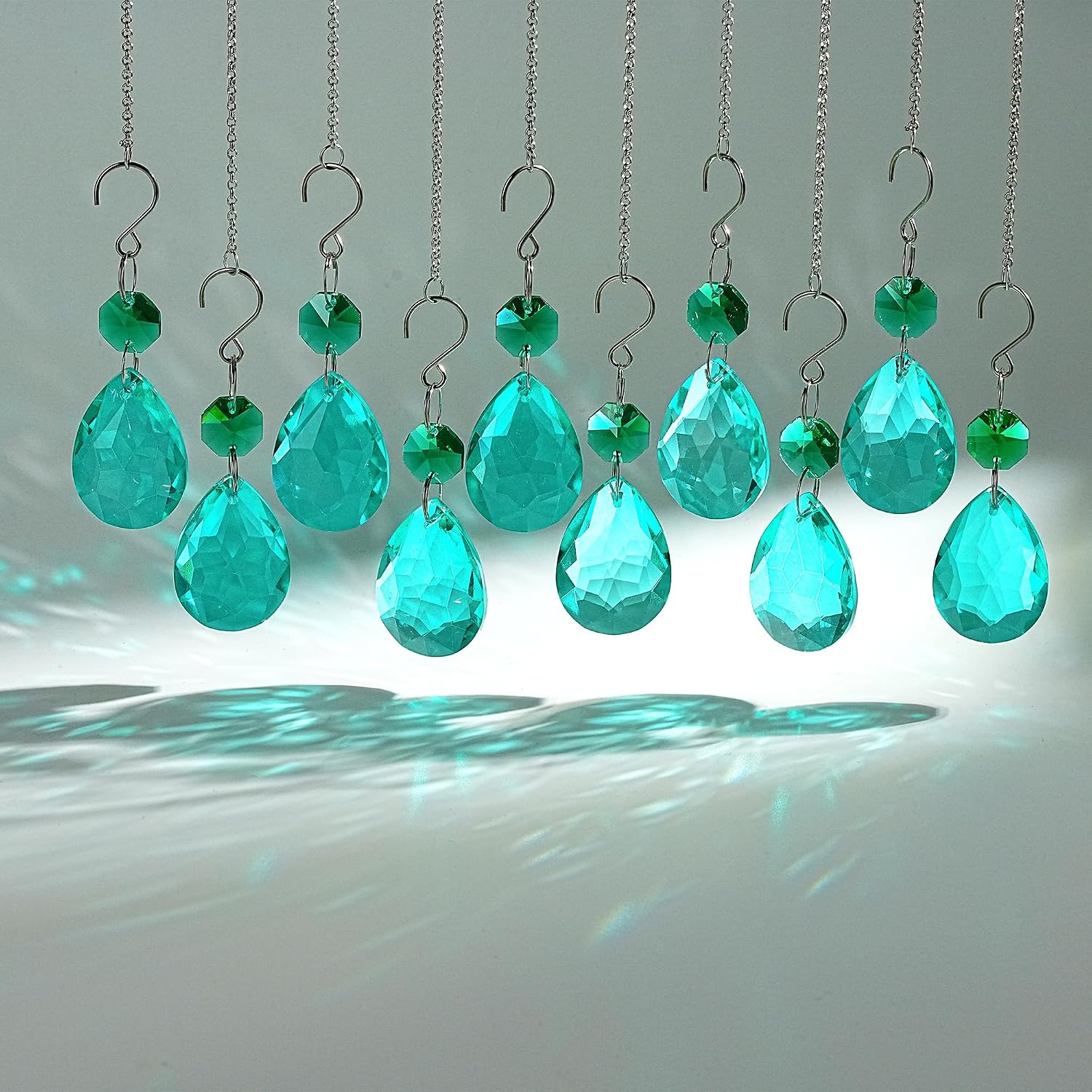 H&D HYALINE & DORA 3Inch Crystal Suncatcher Bauhinia Prisms Pendants 10Pcs Chandelier Crystals Replacement Hanging Sun Catcher Beads