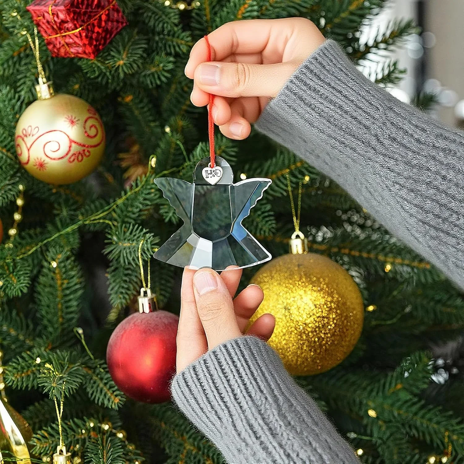 H&D HYALINE & DORA Angel Christmas Ornament 2.5 Inch Clear Crystal Angel Ornament Glass Hanging Ornaments - Image 2