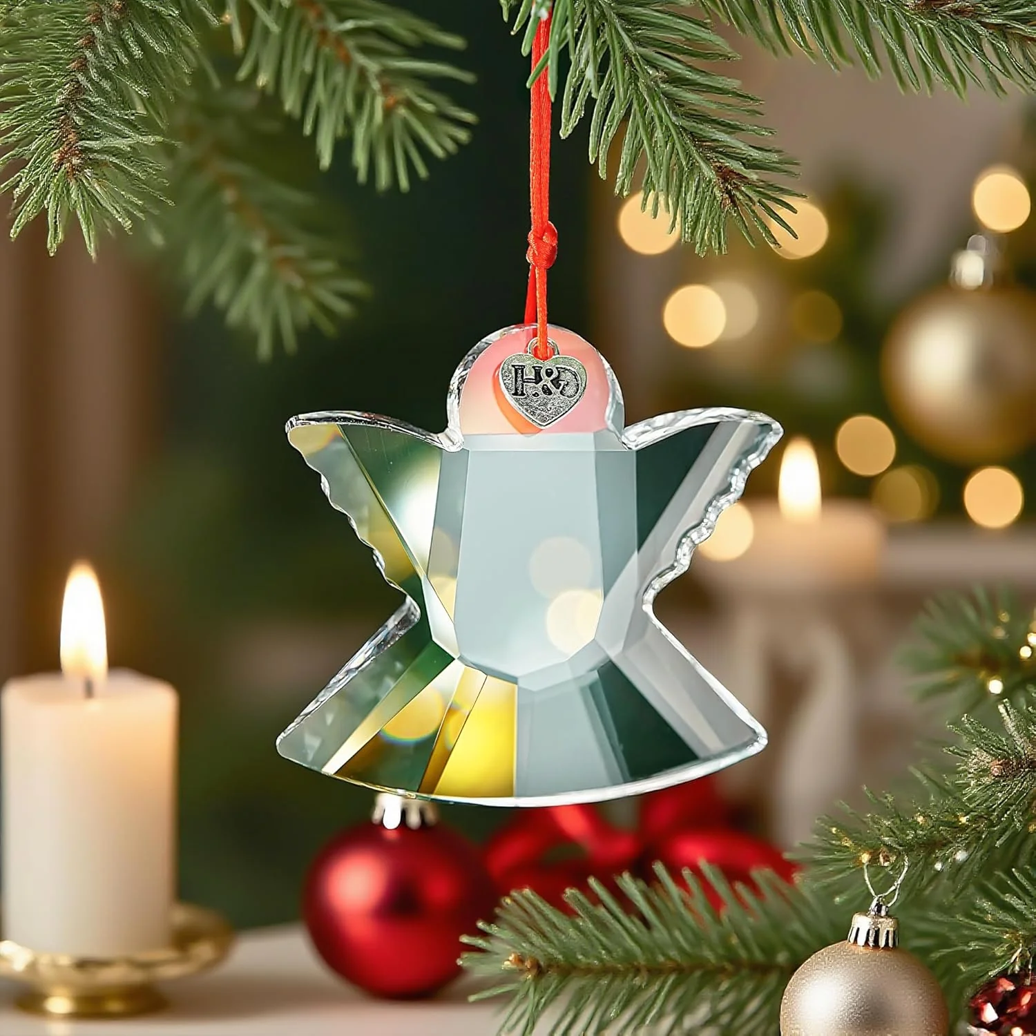 H&D HYALINE & DORA Angel Christmas Ornament 2.5 Inch Clear Crystal Angel Ornament Glass Hanging Ornaments - Image 3