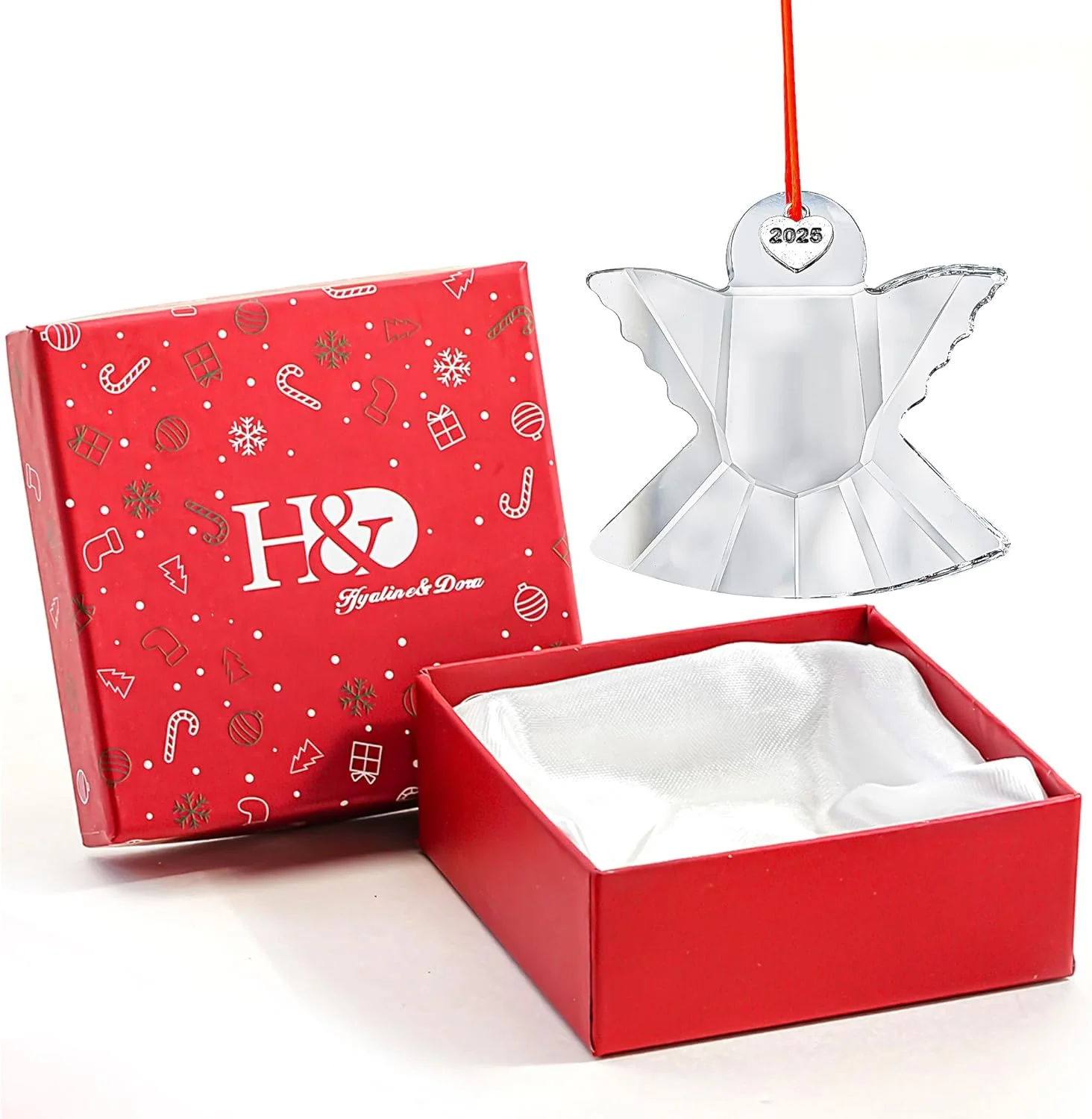 H&D HYALINE & DORA Angel Christmas Ornament 2.5 Inch Clear Crystal Angel Ornament Glass Hanging Ornaments - Image 8